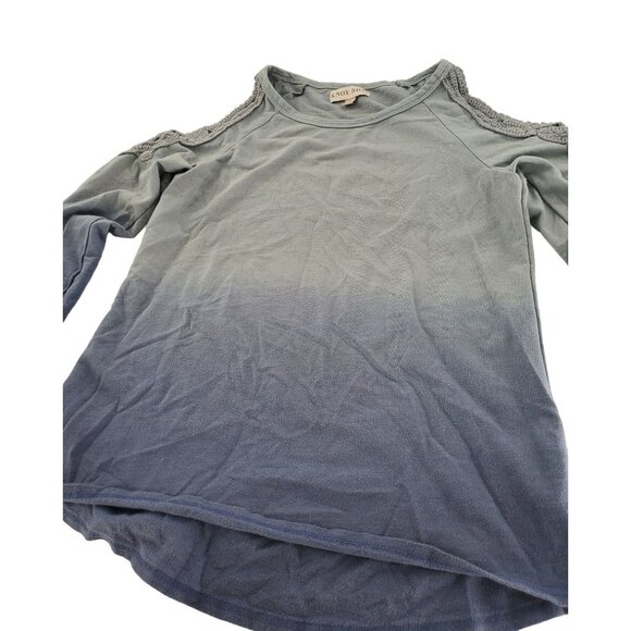 Knox Rose Sm Sweater Shirt Crochet Boho Cold Shoulder Top Long Sleeve Ombre - Picture 10 of 10